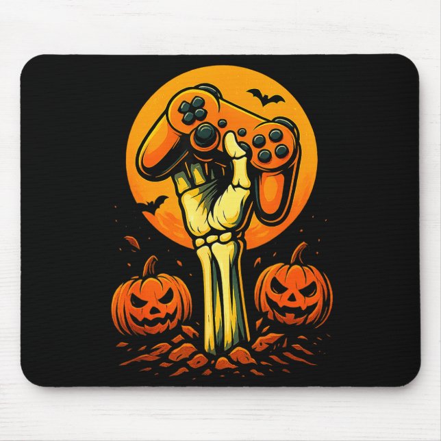 Tapis De Souris Halloween Skeleton Gamer Video Gaming Controller B (Devant)