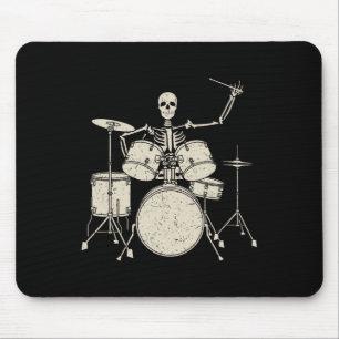 Tapis De Souris Halloween Squelette Jouer Drum Cute Drôle Drums G