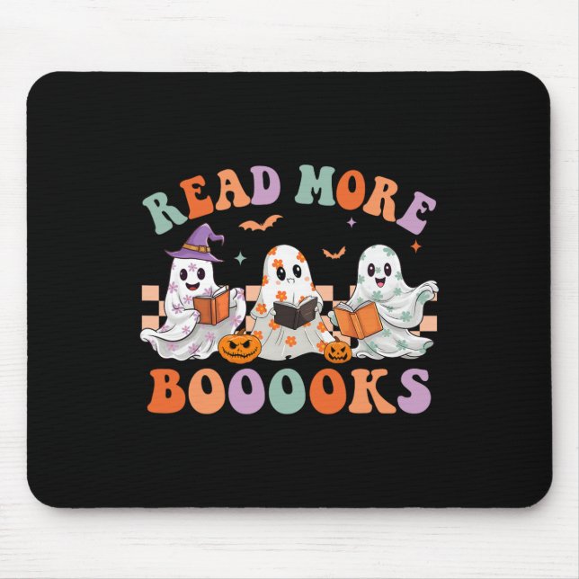 Tapis De Souris Halloween super Lire plus Livres Floral Ghost Boo (Devant)