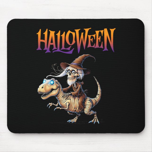 Tapis De Souris Halloween T-rex Skeleton Ride (Devant)