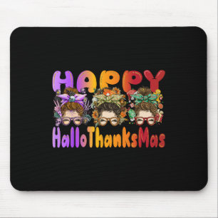 Tapis De Souris Halloween Thanksgiving Noël Joyeux Hallothanksmas