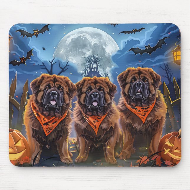 Tapis De Souris Halloween Tibétain Mastiff Éffrayant (Devant)