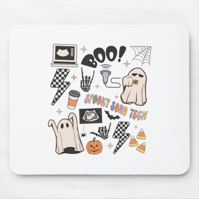Tapis De Souris Halloween Ultrasound Tech Automne Sonographe Autom (Devant)