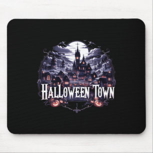 Tapis De Souris Halloween Ville Skeleton Ghost Citrouille Hallowee