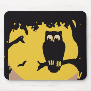 Tapis De Souris Halloween vintage, Chouette Éffrayante en arbre av