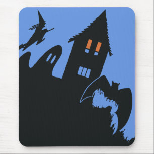 Tapis De Souris Halloween vintage, maison hantée effrayante et sor