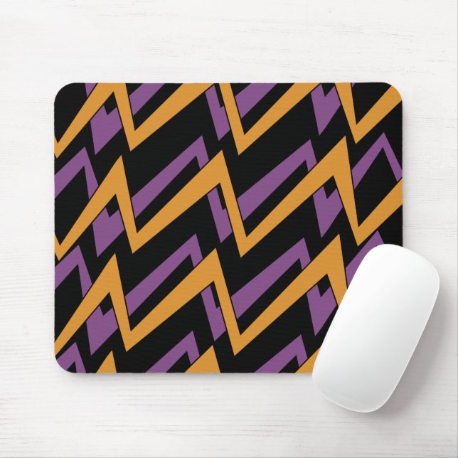 Tapis De Souris Halloween Zig Zags Orange Purple (Avec souris)