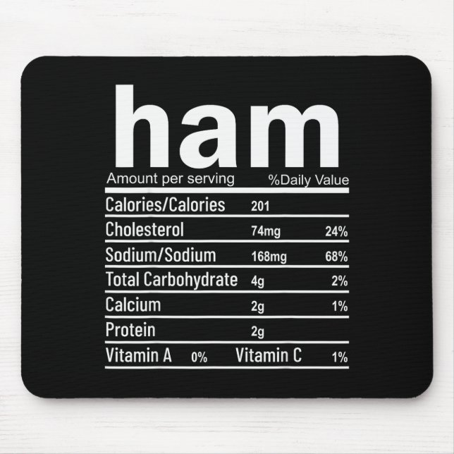 Tapis De Souris Ham Nutrition Facts Funny Thanksgiving Christmas F (Devant)