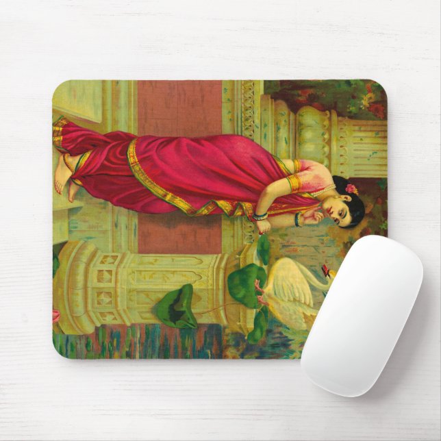 Tapis De Souris Hamsa et Damayanti par Raja Ravi Varma (Avec souris)