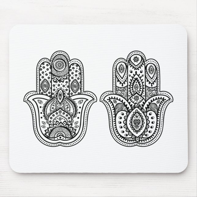 Tapis De Souris Hamsa tiré par la main avec des ornements (Devant)
