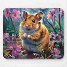 Hamster Parmi Les Fleurs Roses