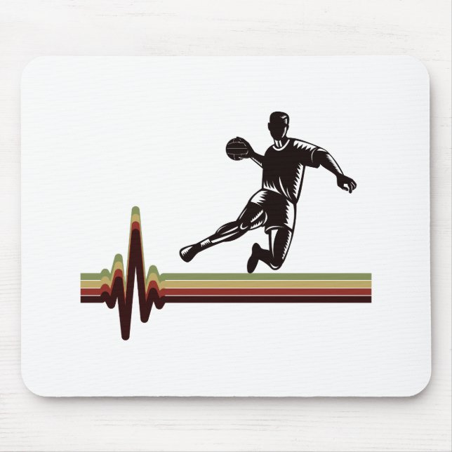 Tapis De Souris Handball Player Sport Team Handballer Hearbeat (Devant)