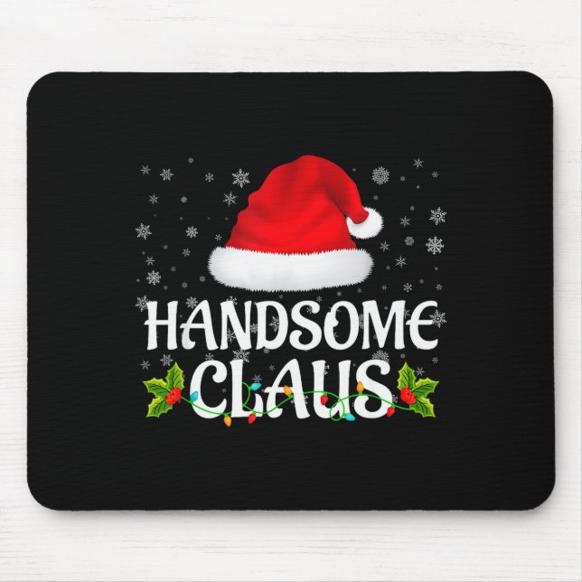 Tapis De Souris Handsome Claus Christmas Lights Santa Pajama Famil (Devant)