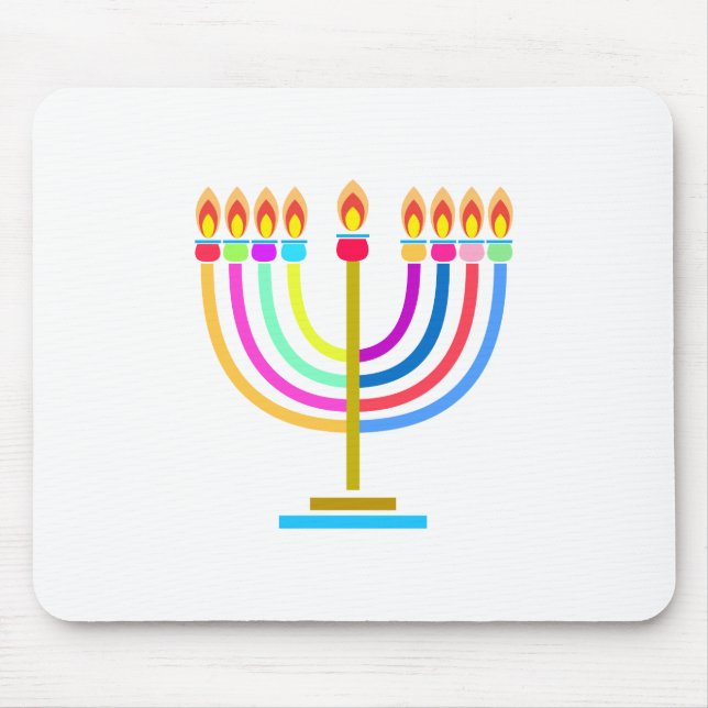 Tapis De Souris Hanoukka Menorah Lights Symbole de vacances (Devant)
