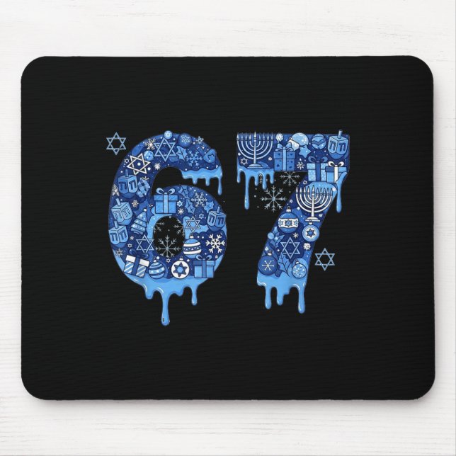 Tapis De Souris Hanukkah Six Seven 67 Meme Funny Dreidel Menorah S (Devant)