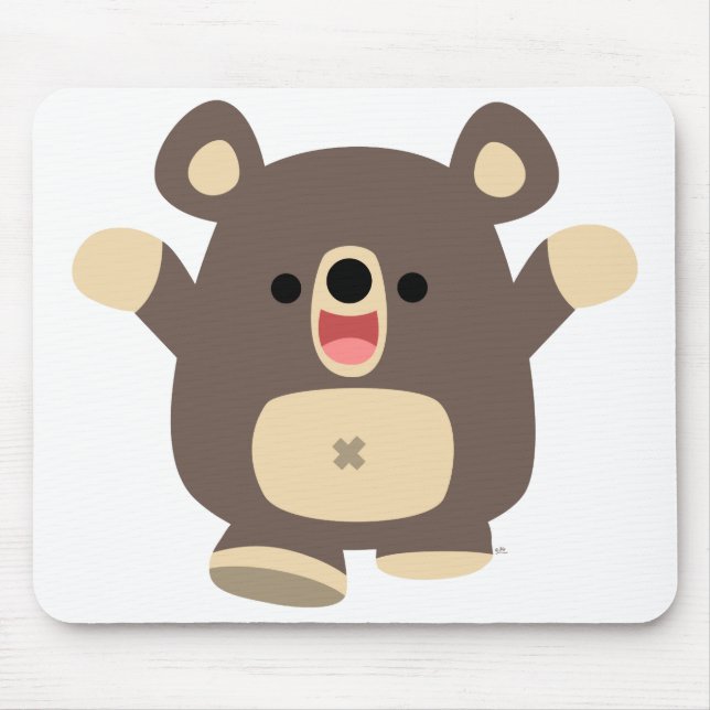 Tapis De Souris Happy Cartoon Black Bear mousepad (Devant)