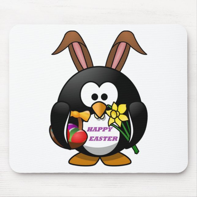 TAPIS DE SOURIS "HAPPY EASTER" PENGUIN BUNNY (Devant)