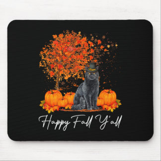 Tapis De Souris Happy Fall Y'all Citrouille Chat Thanksgiving Seco