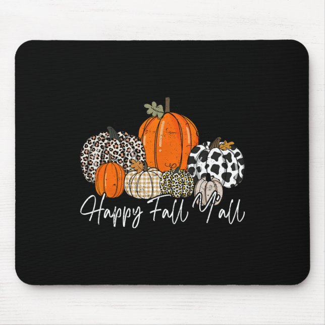 Tapis De Souris Happy Fall Y'all Femmes Hommes Citrouille Leopard  (Devant)