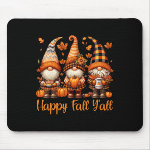 Tapis De Souris Happy Fall Y'all Gnome Citrouille Automne Thanksgi
