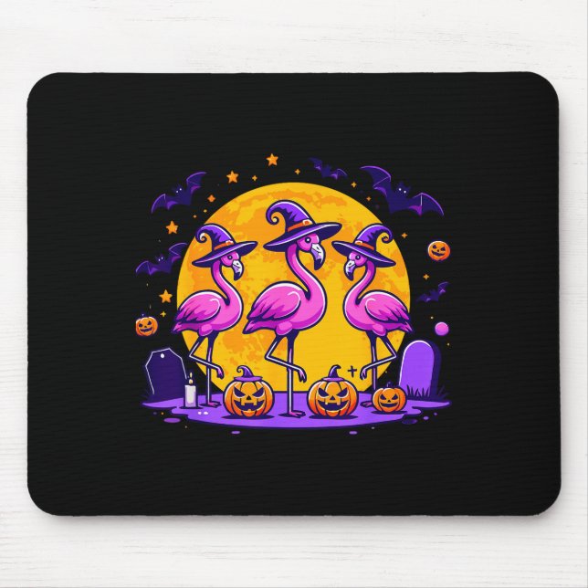 Tapis De Souris Happy Flamingoween Funny Flamingo Halloween Costum (Devant)