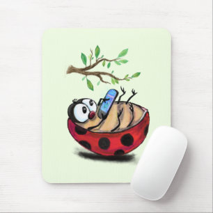 Tapis De Souris Happy Little Ladybug avec téléphone - Dessin de de