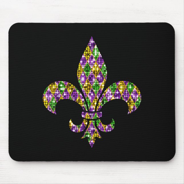Tapis De Souris Happy Mardi Gras Carnival New Orleans Fleur De Lis (Devant)