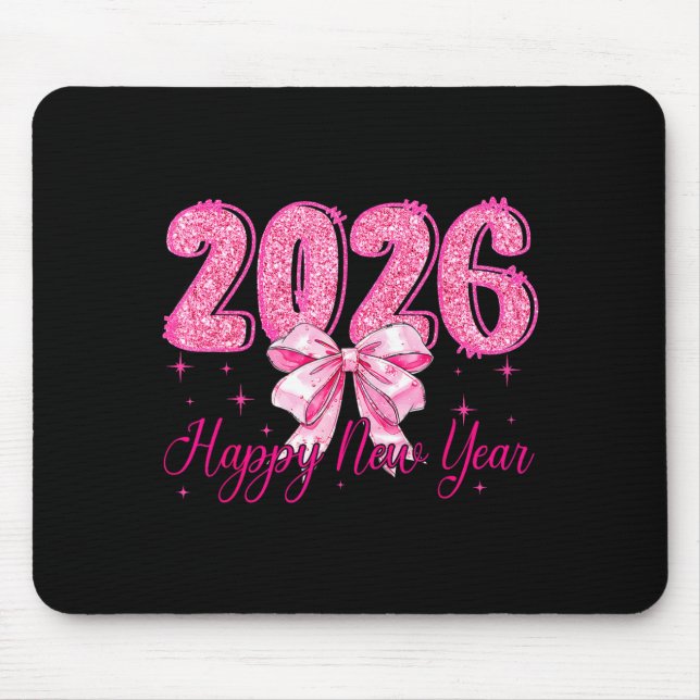 Tapis De Souris Happy New Year 2026 Coquette Bow New Years Eve Par (Devant)