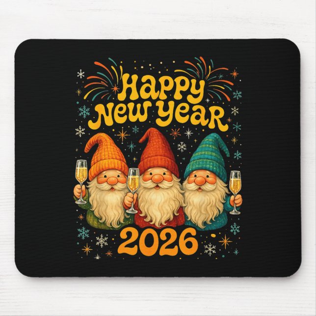 Tapis De Souris Happy New Year 2026 Cute Gnome Party Gift  (Devant)