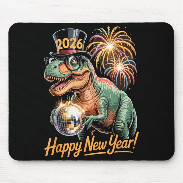 Tapis De Souris Happy New Year 2026 Dinosaur Funny T-rex Tee For K (Devant)