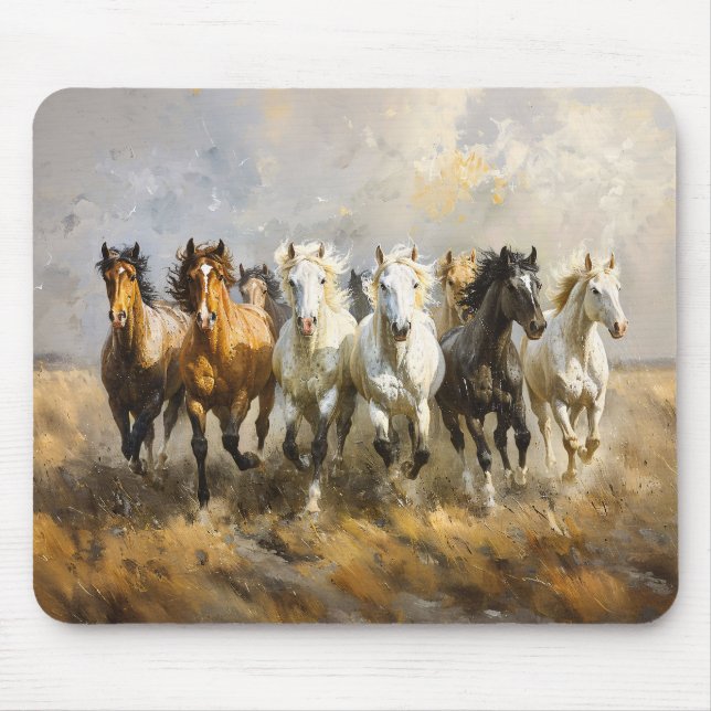 Tapis De Souris Harde de Cheval Galloping Mustang Peinture (Devant)