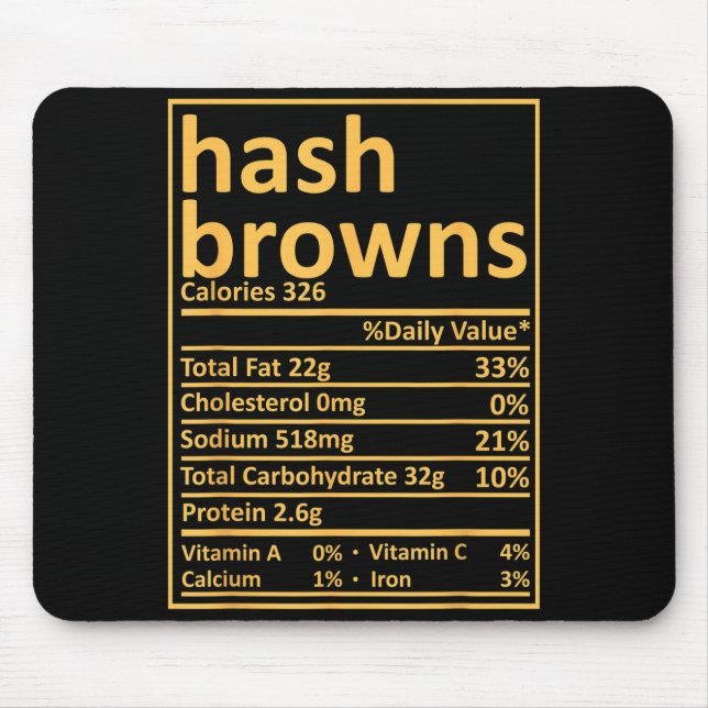 Tapis De Souris Hash Browns Nutrition Thanksgiving Food Facts Xmas (Devant)