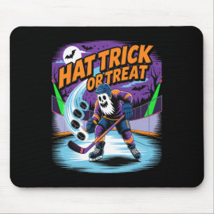 Tapis De Souris Hat Trick ou traiter drôle de hockey sur glace fan