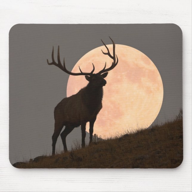Tapis De Souris Hausse majestueuse d'élans et de Pleine lune de (Devant)