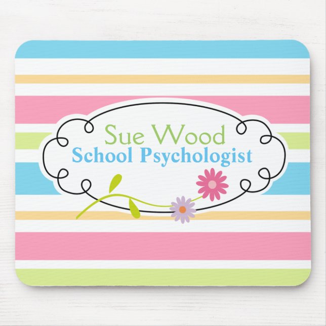 Tapis de souris haut rayé de psychologue fait sur (Devant)