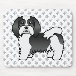 Tapis De Souris Havanais noir et blanc Chien de dessin animé migno