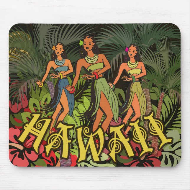 Tapis De Souris Hawaii Aloha Palm Hula Art Design (Devant)