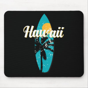 Tapis De Souris Hawaii Surf Aloha Vintage Retro Surfboard Beach