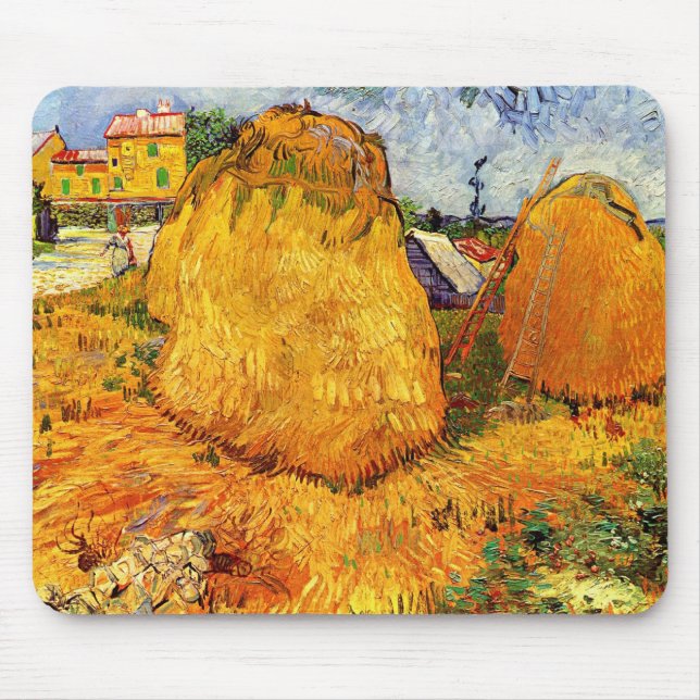 Tapis De Souris Haystacks en Provence par Vincent van Gogh (Devant)
