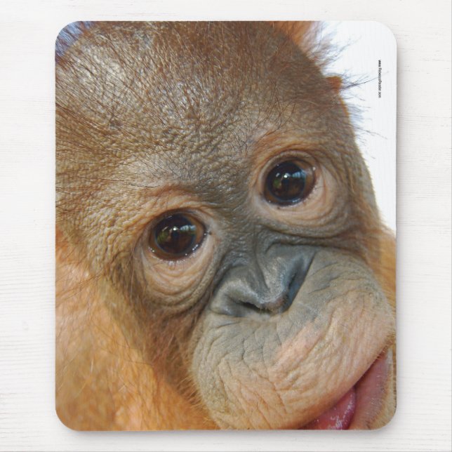 Tapis De Souris Hé, je suis une photo mignonne d'orang-outan (Devant)