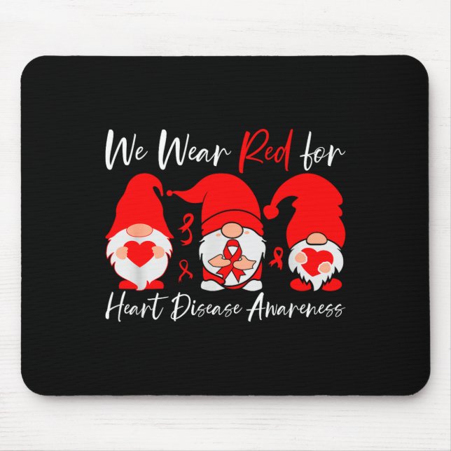 Tapis De Souris Heart Disease Awareness Gnome  (Devant)