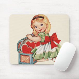 Tapis De Souris Heart Girl Enfant Retro Enfants mignons