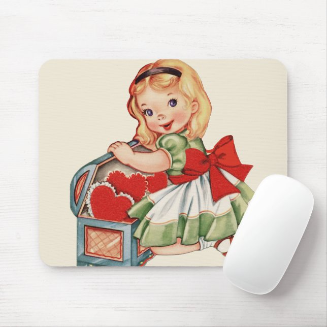 Tapis De Souris Heart Girl Enfant Retro Enfants mignons (Avec souris)