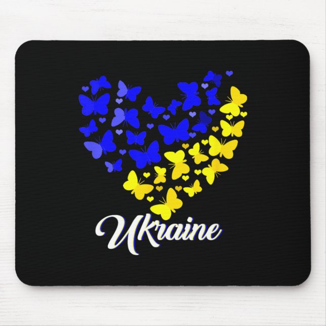 Tapis De Souris Heart Heart Ukraine Shirt Butterfly I Stand With U (Devant)