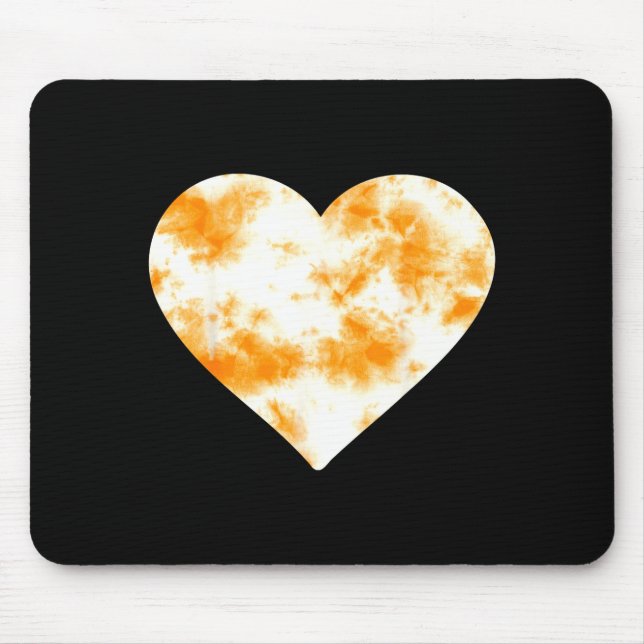 Tapis De Souris Heart Orange Tie Dye - Cute Valentines Day Graphic (Devant)