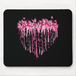 Tapis De Souris Heart Pink Ribbon Butterflies Breast Cancer