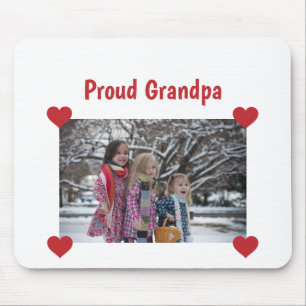 Tapis De Souris Heart Proud Grandpa Love Personalize Photo Make