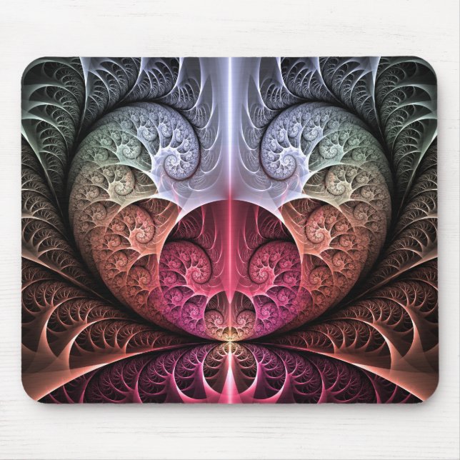 Tapis De Souris Heartbeat, Abstrait surreal Imaginaire Fractal Art (Devant)