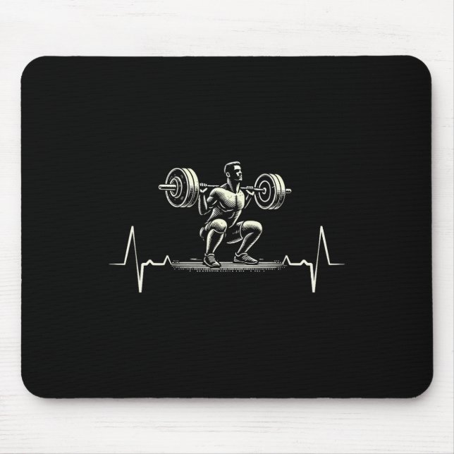 Tapis De Souris Heartbeat Ecg Bodybuilder Weightlifting Weightlift (Devant)