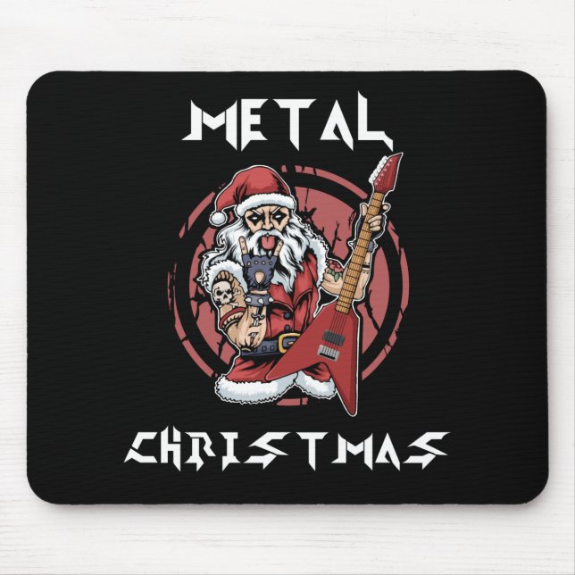 Tapis De Souris Heavy metal Christmas Santa Rock Horns Metalhead (Devant)